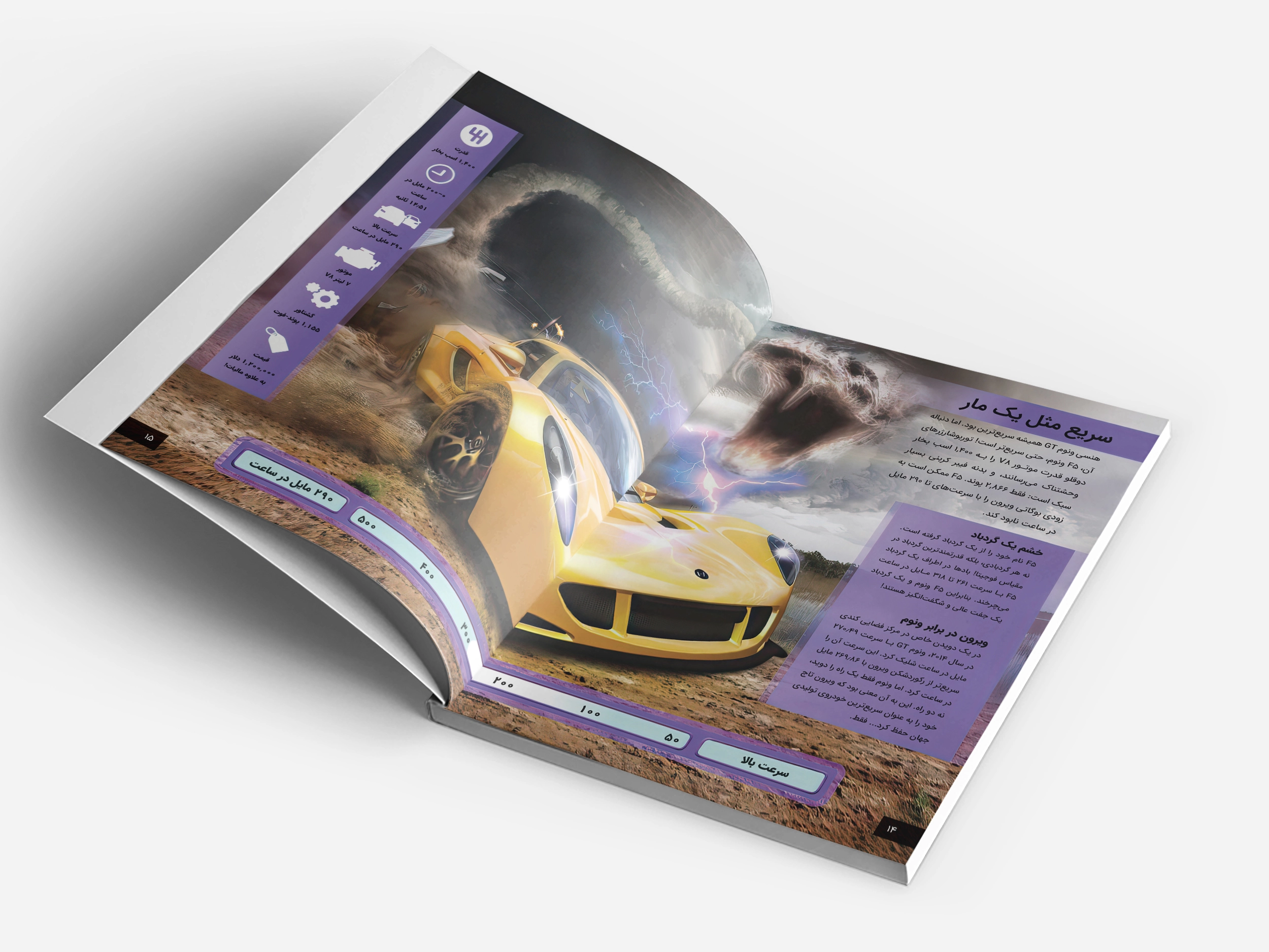 جدیدترین دایرهالمعارف سریعترین ماشینها 5 نمونه صفحه داخلی دایرهالمعارف سریعترین ماشینهای جهان - بوگاتی شیرون